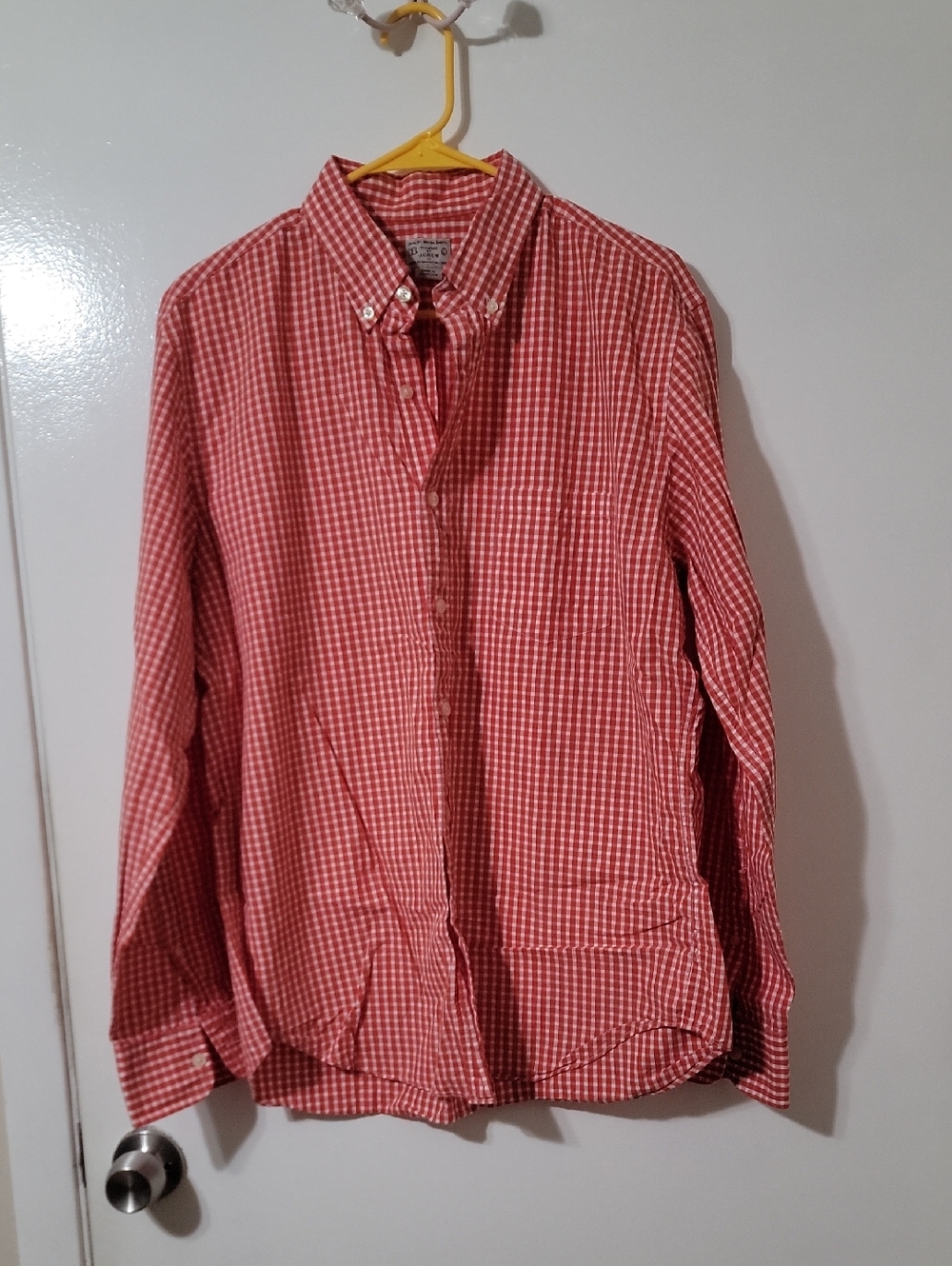 J. Crew Men's Red Gingham Button-Down Shirt